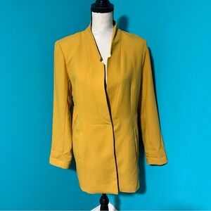 Rachel Zoe M Gold Mustard Yellow Longline Snap Front Blazer Jacket